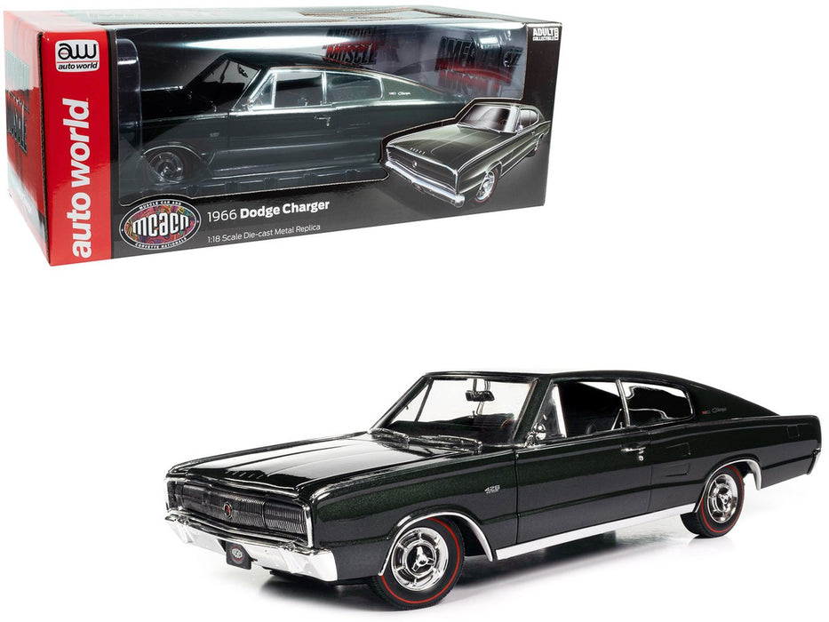 1966 Dodge Charger Dark Green Metallic  -  (MCACN)  - Auto World / American Muscle - 1/18 - AMM1320