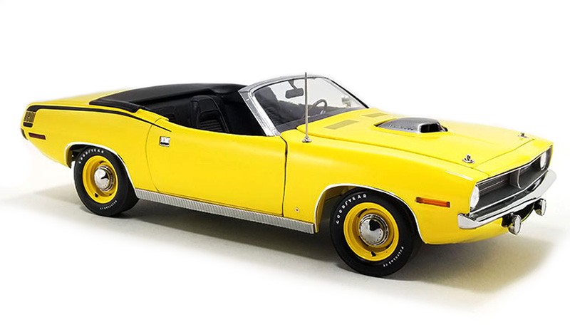 (Preorder) 1970 Plymouth HEMI Cuda Convertible in Lemon Twist Yellow - Limited Edition 750 Piece - ACME - 1/18 - A1806129