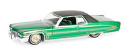 1971 Cadillac Coupe DeVille in Green and Gold - California Lowriders Series 5 - 1/64 Greenlight - 63060 E