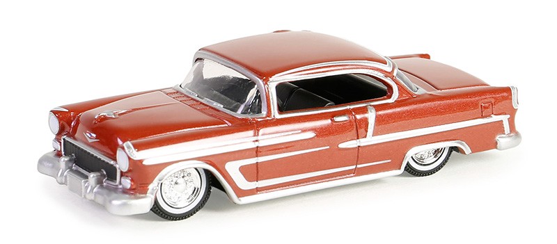 1955 Chevrolet Bel Air in Red and Silver - California Lowriders Series 5 - 1/64 Greenlight - 63060 B