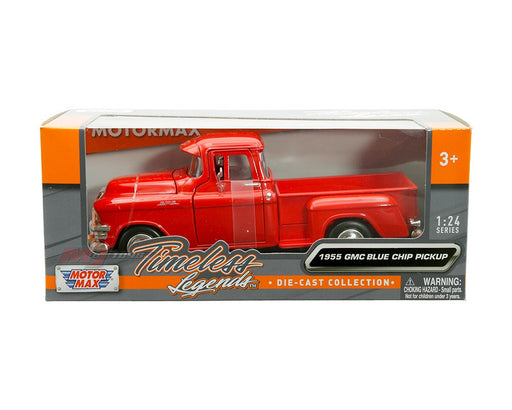 1955 GMC Blue Chip Pickup - Red - Timeless legends - Motormax 1-24 - 79382 RD - Passion Diecast 