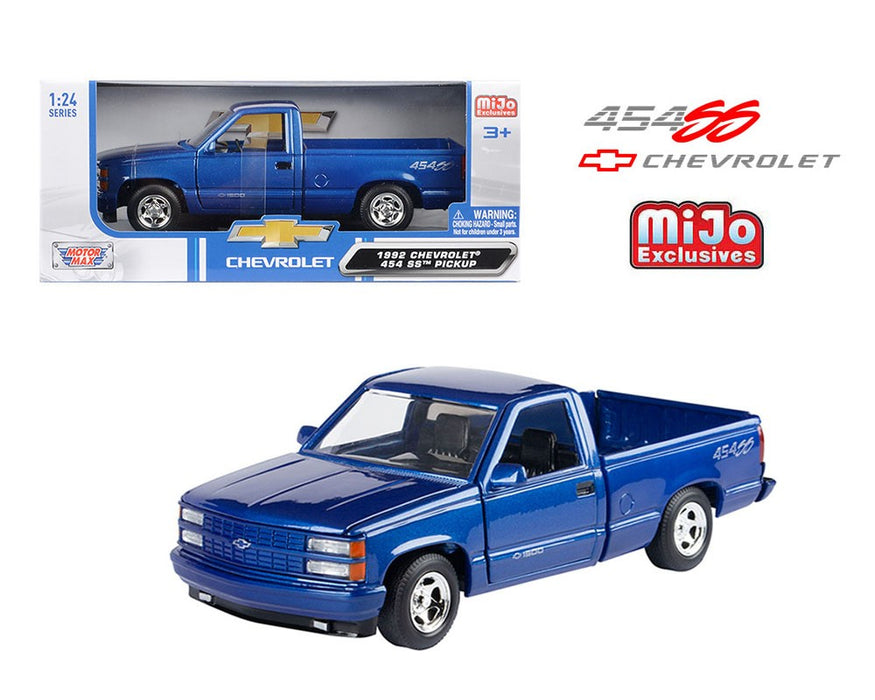 1992 Chevrolet 454 SS Pick Up Truck - Blue Metallic - Mijo Exclusives - Motormax 1-24 - 73203 MBL - Passion Diecast