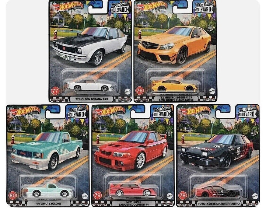 HOT WHEELS PREMIUM BOULEVARD 2023 SERIES - Assortment Of 5 Cars - 1/64 - GJT68 - 979R Passion Diecast