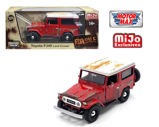 Toyota FJ40 Land Cruiser - Weathered Red with White Top  For Sale - Mijo Exclusives - Motormax 1-24 - 79323 RRS