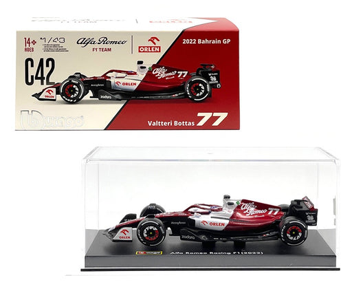 Alfa Romeo 2022 F1 Team Bahrain GP No.77 Valtteri Bottas - Bburago - 1/43 - 18-38068VB