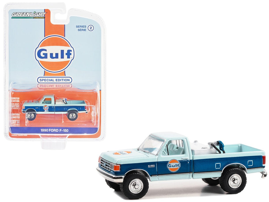 1990 Ford F-150 with Fuel Transfer Tank - Gulf Oil Special Edition Series 2 - 1/64 Greenlight - 41145 E