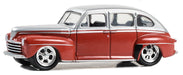 1947 Ford Fordor Super Deluxe in Silver Metallic over Red Two-Tone - California Lowriders Series 4 - 1/64 Greenlight - 63050 A