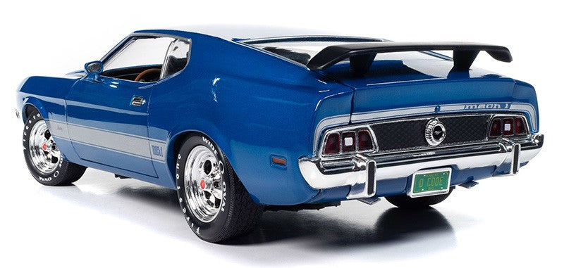 1973 Ford Mustang Mach 1 in Blue Glow - Class of 1973 - Auto World / American Muscle 1/18 - AMM1323