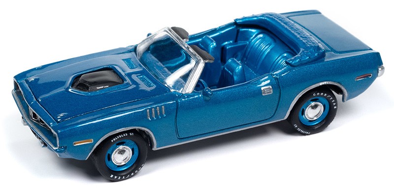 1971 Plymouth Cuda Convertible in Blue Fire Metallic - Johnny Lightning 1/64 - JLSP375 Passion Diecast