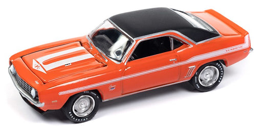 1969 Chevrolet Yenko Camaro in Hugger Orange with Black Vinyl Roof and White Yenko - Johnny Lightning 1/64 - JLSP376