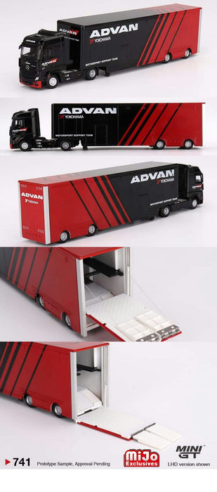 Mercedes-Benz Actros w/ Racing Transporter ADVAN - MINI GT 1/64 - MGT00741 Passion Diecast