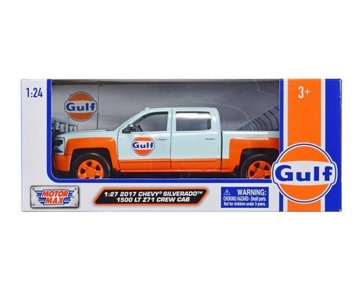 2017 Chevrolet Silverado 1500 LT Z71 Crew Cab - Light Blue with Orange - Gulf - Motormax 1-24 - 79666