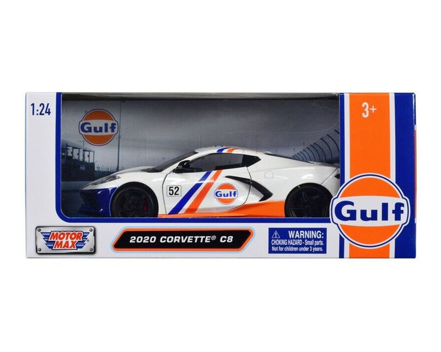 2020 Chevrolet Corvette C8 - White - Gulf - Motormax 1-24 - 79664 Passion Diecast