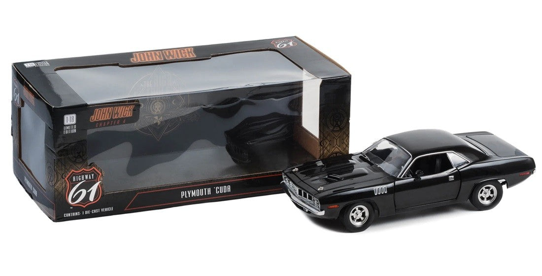 1971 Plymouth 'Cuda - John Wick: Chapter 4 (2023) - Highway 61 - HWY 61-1/18 - 18045 Passion Diecast