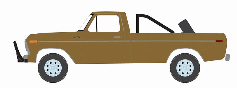 1979 Ford F250 Ranger Lifted with Rollbar Mounted Spare Tire - All-terrain Series 16 - 1/64 Greenlight - 35290 D