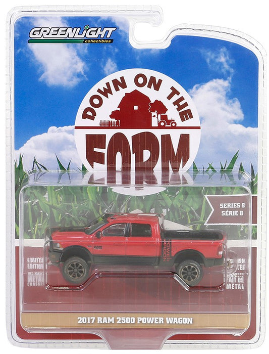 2017 Ram 2500 Power Wagon in Red with Mud Spatter - Down on the Farm Series 8 - 1/64 Greenlight - 48080 E