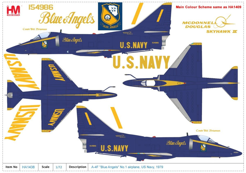 Douglas A-4F Skyhawk - USN Blue Angels with avec decal, 1979 / Hobby Master 1:72 HA1438B