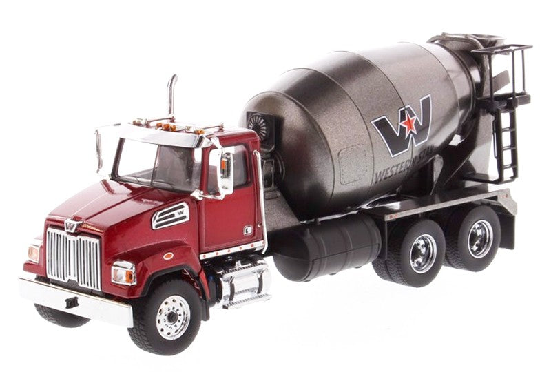 Western Star 4700 SF Concrete Mixer Truck in Red with Gun Metal Grey Drum - Diecast Master 1/50 - 71033