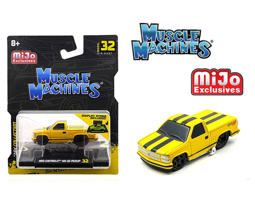 1993 Chevrolet 454 SS Pickup - Yellow with Black Stripes - Mijo Exclusives - Maisto - Muscle Machines 1/64 - 15572YL