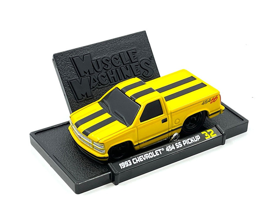 1993 Chevrolet 454 SS Pickup - Yellow with Black Stripes - Mijo Exclusives - Maisto - Muscle Machines 1/64 - 15572YL