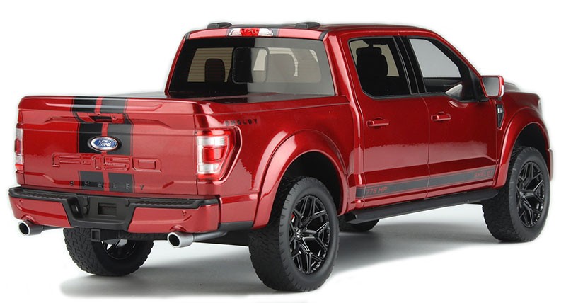 2022 Ford Shelby F-150 Pickup in Rapid Red Metallic with Black Stripes Limited Edition - 1/18 - GT SPIRIT - US061