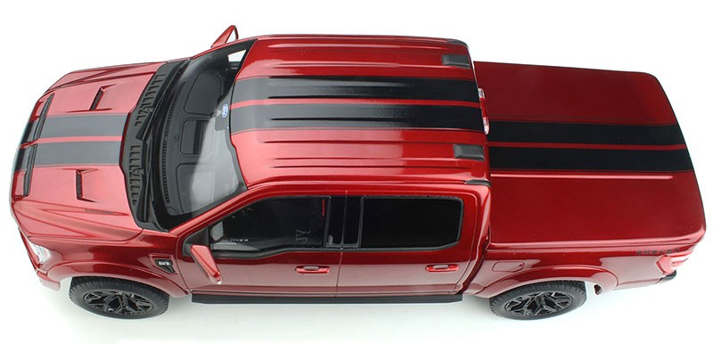2022 Ford Shelby F-150 Pickup in Rapid Red Metallic with Black Stripes Limited Edition - 1/18 - GT SPIRIT - US061