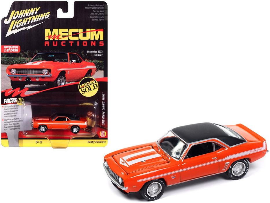 1969 Chevrolet Yenko Camaro in Hugger Orange with Black Vinyl Roof and White Yenko - Johnny Lightning 1/64 - JLSP376