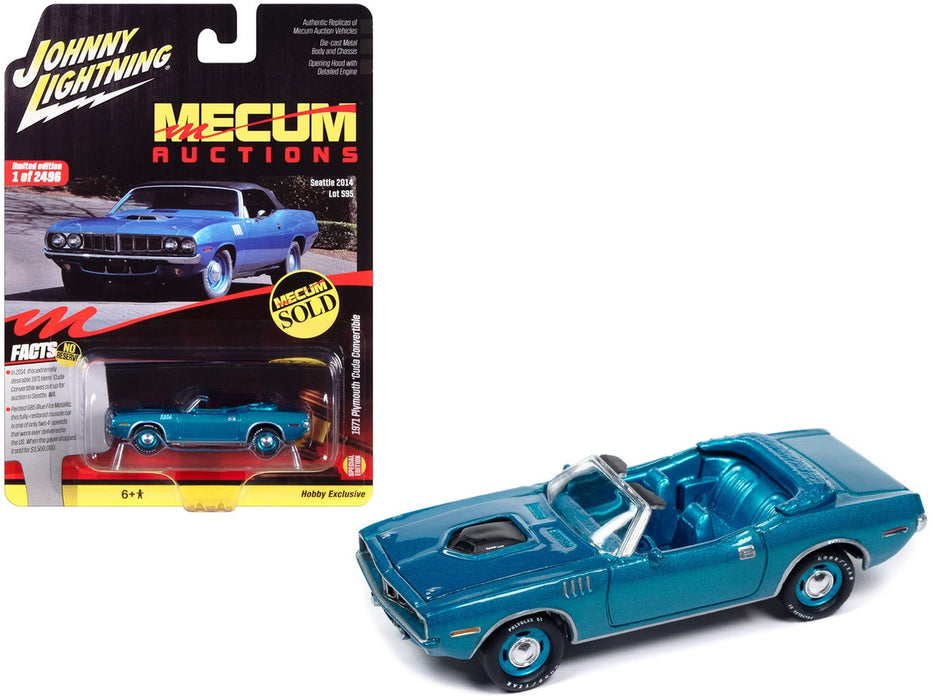 1971 Plymouth Cuda Convertible in Blue Fire Metallic - Johnny Lightning 1/64 - JLSP375 Passion Diecast
