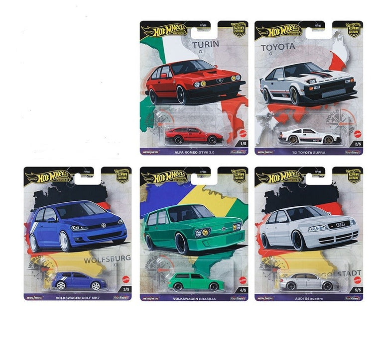 Hot Wheels - Car Culture - 1:64 - 2024 HW World Tour - Release A - Set Of 5 Cars - FPY86-957G -  Passion Diecast