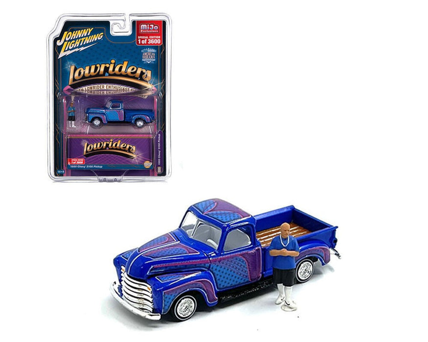 Lowriders 1950 Chevy 3100 Pickup with American Diorama Figure Limited 3,600 - Johnny Lightning 1/64 - JLCP7457