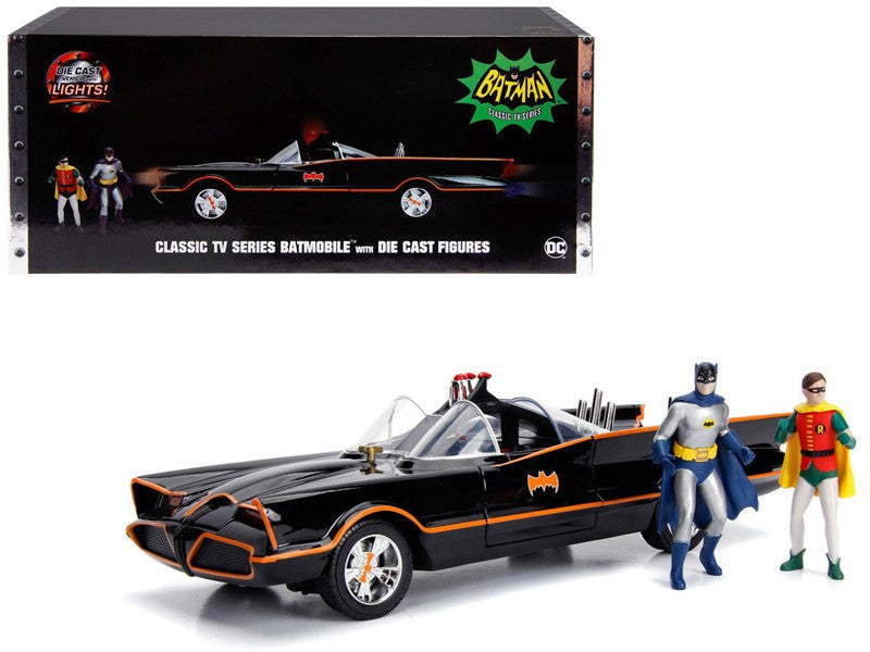 1966 Classic  Batmobile with Lights   Includes  Batman and Robin Figures  -   Jada 1/18-  98625 Passion Diecast