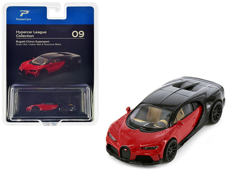 Bugatti Chiron Supersport - Italian Red & Nocturne Black - Hypercar League Collection - PosterCars - 1/64 - H09B