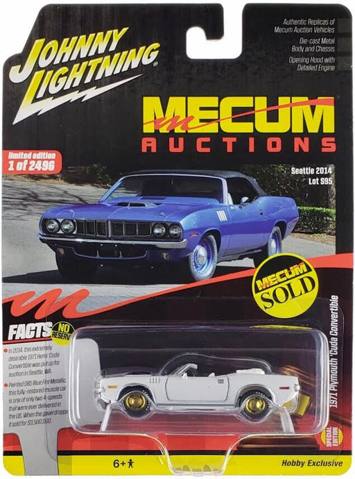 CHASE CAR 1971 Plymouth Cuda Convertible in Blue Fire Metallic - Johnny Lightning 1/64 - JLSP375GR Passion Diecast