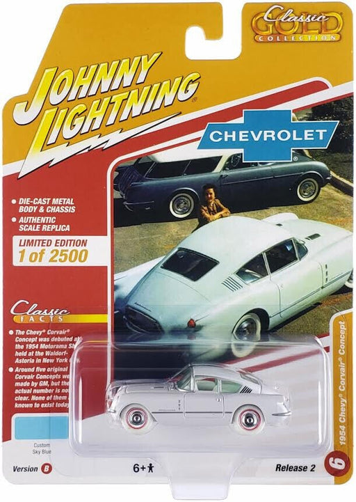 CHASE CAR 1954 Chevrolet Corvair Concept Car in Sky Blue - Johnny Lightning - 1/64 - JLSP358 BGR Passion Diecast