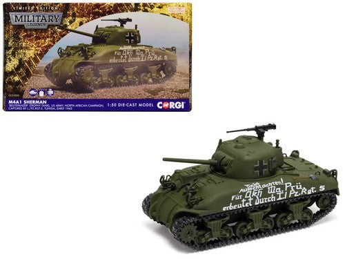 M4A1 Sherman Tank German Army I./PzRgt 5, Tunisia, 1943, Captured Tank -  Corgi 1/50 CC51032