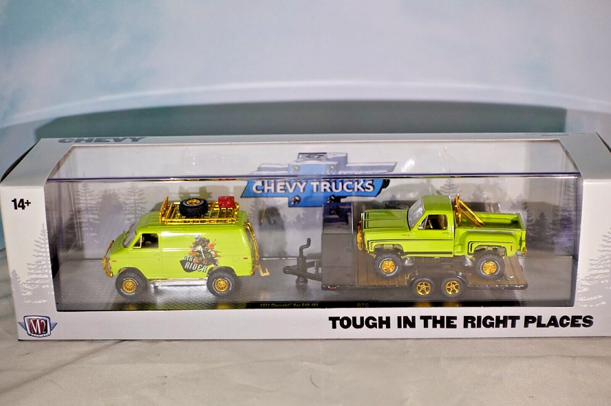CHASE CAR Auto-Haulers Release 70 - 1971 Chevrolet Van G10 & 1976 Chevrolet Scottsdale Sport - M2 Machine - 1:64 - 36000 70 BGR