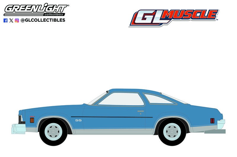 1973 Chevrolet Chevelle SS 454 Light Blue Matallic & Silver - GreenLight Muscle Series 29 - 1/64 Greenlight - 13360 D