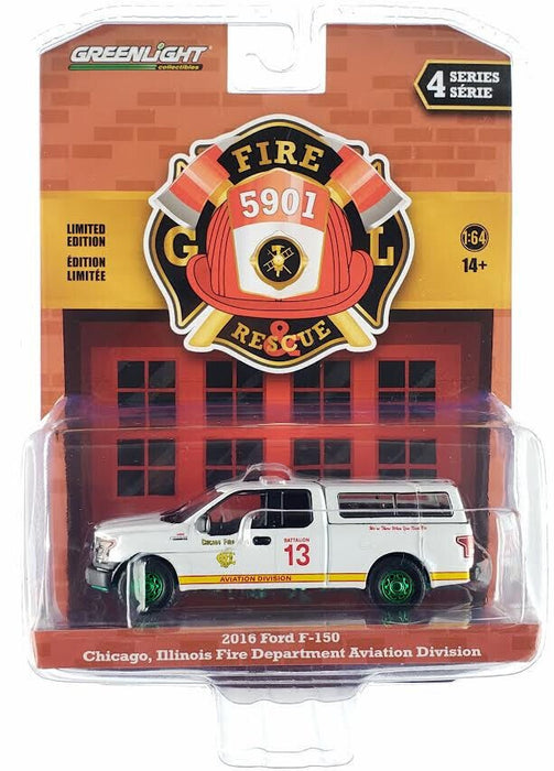 (Green Machine) Aviation Division - Chicago, Illinois - 2016 Ford F-150 - Fire & Rescue Series 4 -1/64 Greenlight - 67050 EGR