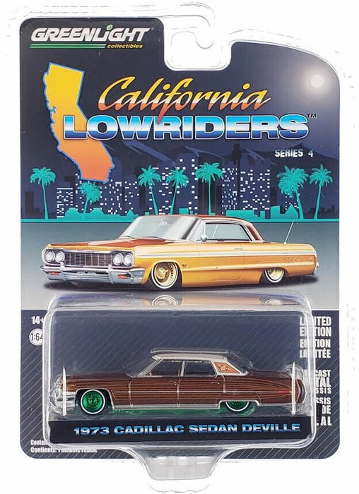 (Green Machine) 1973 Cadillac Sedan deVille - California Lowriders Series 4 - 1/64 Greenlight - 63050 EGR