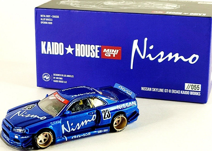 CHASE CAR Kaido★House - Nissan Skyline GT-R (R34) Kaido Works V3 - Mini GT - Mijo Exclusives - 1/64 - KHMG055GR