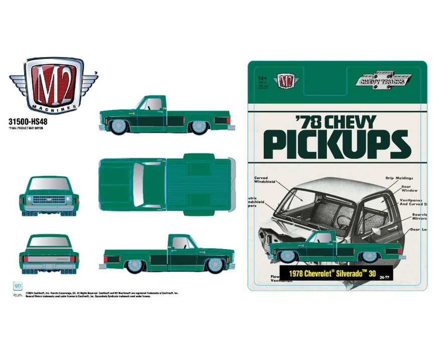 1978 Chevrolet Silverado 30 - Green - Hobby Exclusive - M2 Machine - 1:64 - 31500-HS48