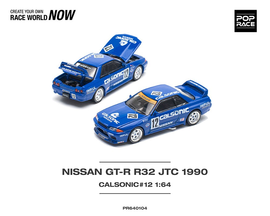 NISSAN SKYLINE GT-R R32 JTC 1990 CALSONIC NO.12 - Pop Race 1:64 - PR640104 -  Passion Diecast 