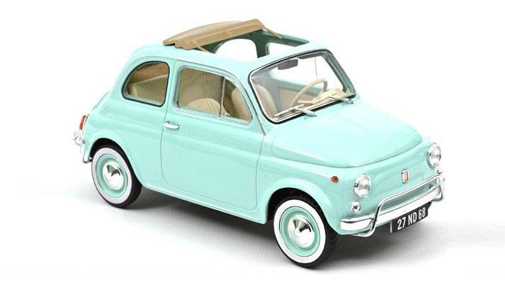 Fiat 500 L 1968 Pastel Blue w/ special birth pack - Norev - 1:18 - 187777 - Passion Diecast