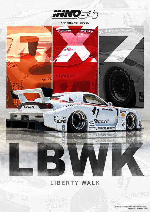 MAZDA RX7 (FD3S) LB-SUPER SILHOUETTE WHITE - INNO 64 - 1/64 - IN64-LBWK-RX7-02 Passion Diecast