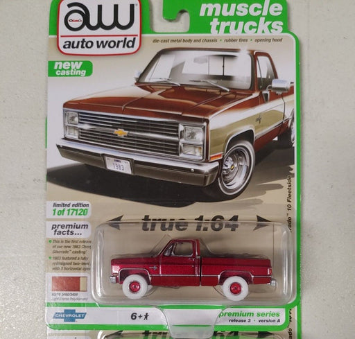 CHASE CAR 1983 Chevy Silverado 10 Pickup Bronze Brown 2 Tone - Auto World 1/64 -  AWSP074 AGR