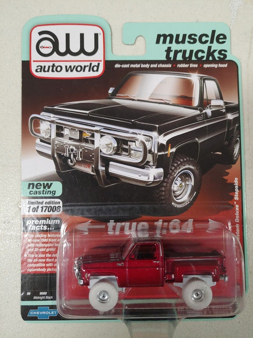 CHASE CAR 1980 Chevrolet Custom Deluxe 10 Stepside - Black - Auto World 1/64 - AWSP057 AGR