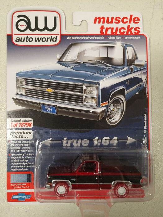 CHASE CAR 1984 Chevrolet Silverado in Light Blue with Dark Blue - Auto World 1/64 -  AWSP081 AGR