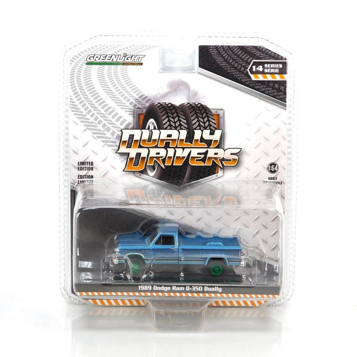 (Green Machine) 1989 Dodge Ram D-350 Dually - Dually Drivers Series 14 - 1/64 Greenlight - 46140 BGR
