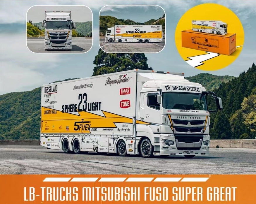 LB Truck Mitsubishi Fuso Super Great Transporter Sphere - White - GCD - 1:64 - KS-073-300 Passion Diecast