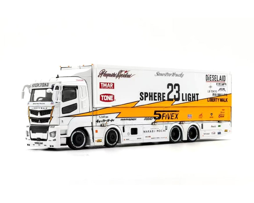 LB Truck Mitsubishi Fuso Super Great Transporter Sphere - White - GCD - 1:64 - KS-073-300 Passion Diecast